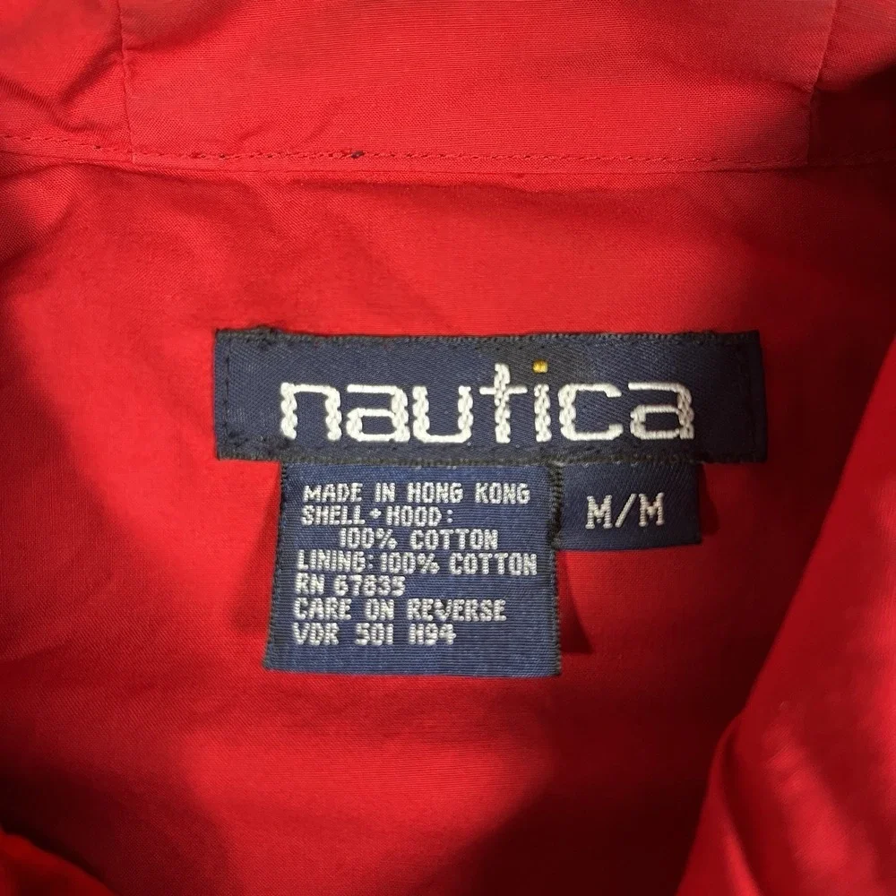 Vintage Nautica Competition Sailing Jacket Men M‎ Hooded Branded Snaps/Zipper